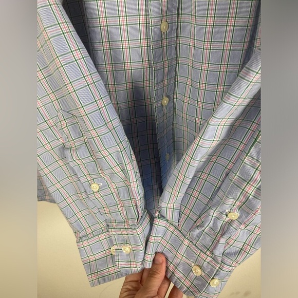 Ralph Lauren Men Classic Fit Shirt Plaid Blue Pink Pony 17 34/35 XL - Picture 3 of 7